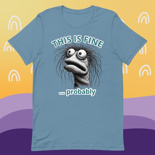 "This is fine..." Prawn Puppet Meme T-Shirt - Image 3