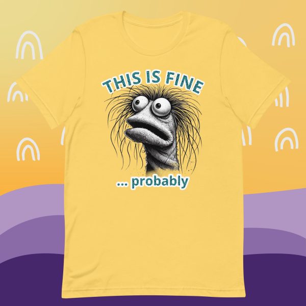 "This is fine..." Prawn Puppet Meme T-Shirt - Image 4