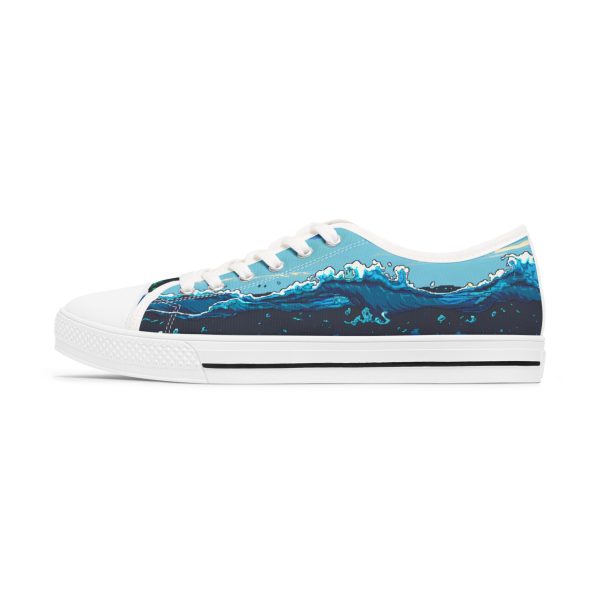 Move Like Water Ocean Wave Print Low Top Sneakers for Women - Image 2