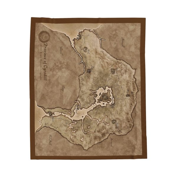 Oblivion Map of Province of Cyrodiil Video Game Adventurer's Map Plush Blanket - Cozy Velveteen Throw for Gamers & Fantasy Lovers