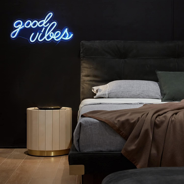 Glow Mode: Good Vibes LED Neon Sign – Ice Blue Aesthetic - Image 2