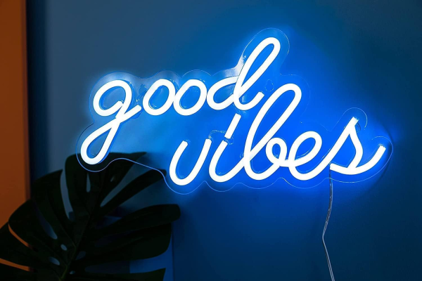 Glow Mode: Good Vibes LED Neon Sign – Ice Blue Aesthetic - Image 4