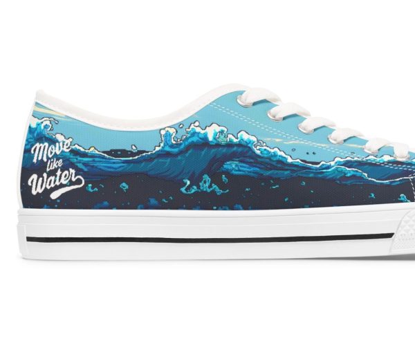 Move Like Water Ocean Wave Print Low Top Sneakers for Women