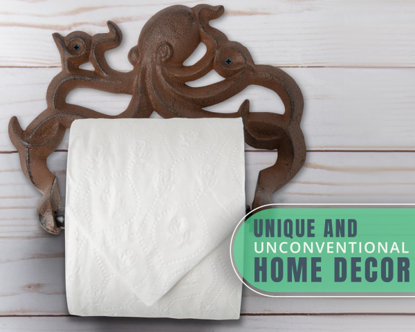 BioShock – “Rapture’s Last Supply Dispenser Cast Iron Octopus Toilet Paper Roll Holder – Wall Mounted - Rust Brown - Image 2