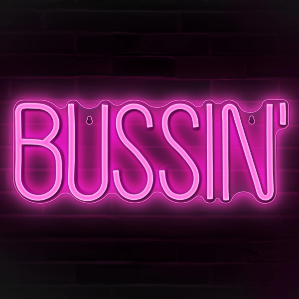 Bussin’ LED Neon Sign – Trendy Meme-Inspired Light for Gamers, Streamers & Influencers | Cool Wall & Game Room Decor with On/Off Switch | 16.9 x 6.5 Inches