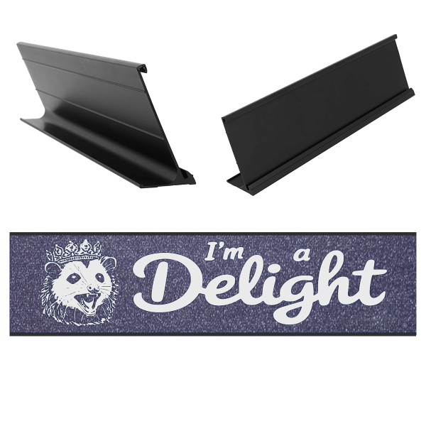 I'm A Delight Purple Sparkle Office Business Desk Sign Name Plate and Holder