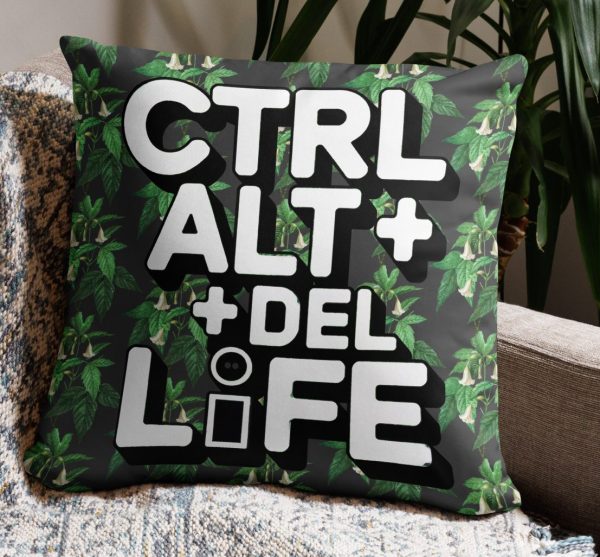 CTRL+Alt+Del Life Accent Pillow Plant