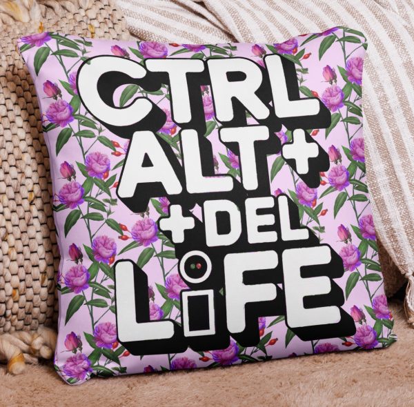 CTRL+Alt+Del Life Accent Pillow Floral