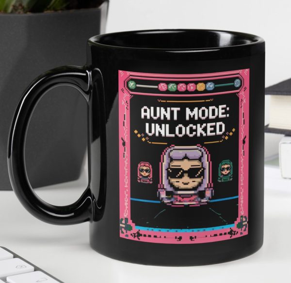 Auntie Mode Unlocked Level Up 11 oz Gamer Mug With Hearts