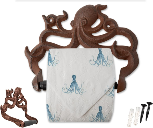 BioShock – “Rapture’s Last Supply Dispenser Cast Iron Octopus Toilet Paper Roll Holder – Wall Mounted - Rust Brown