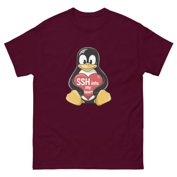 "SSH Into My Heart" Tux the Penguin Unisex Classic T-Shirt - Image 2