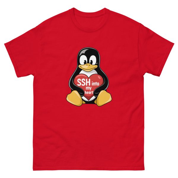 "SSH Into My Heart" Tux the Penguin Unisex Classic T-Shirt - Image 5