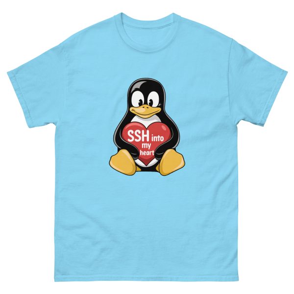 "SSH Into My Heart" Tux the Penguin Unisex Classic T-Shirt - Image 7