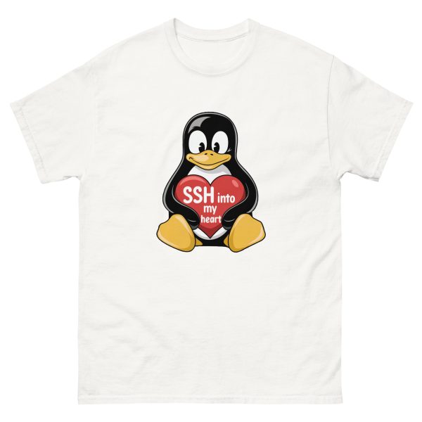 "SSH Into My Heart" Tux the Penguin Unisex Classic T-Shirt - Image 9