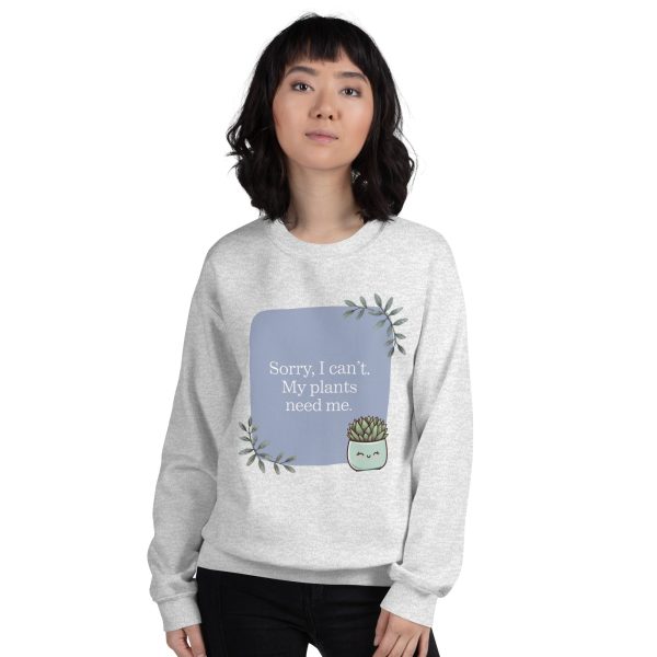 Sorry, I Can’t – Plant Mom Cozy Crewneck Sweatshirt - Image 2