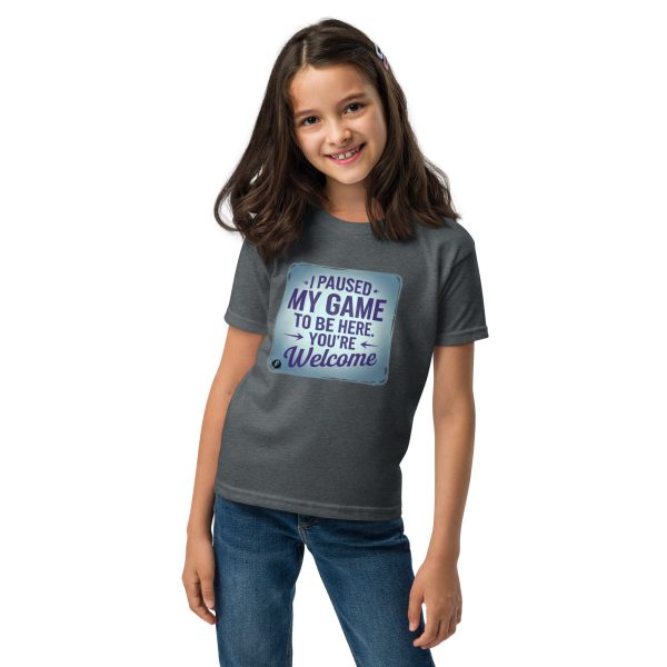 I Paused My Game to Be Here Gamer Youth Unisex T-Shirt - Image 3