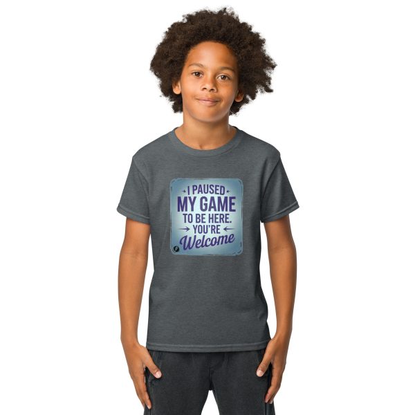 I Paused My Game to Be Here Gamer Youth Unisex T-Shirt - Image 9