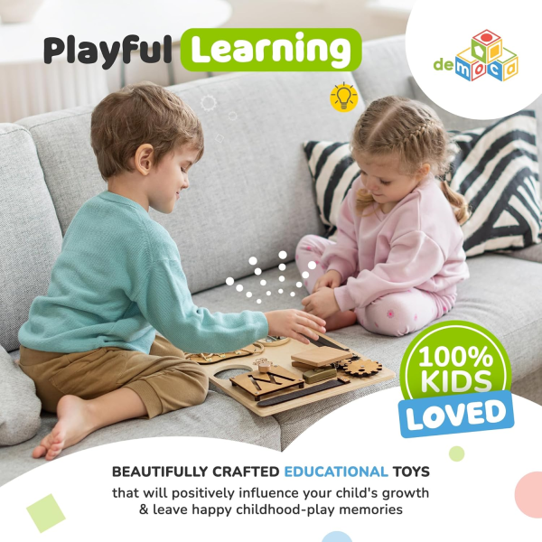 Montessori Busy Board – Wooden Sensory Activity Toy for Toddlers (Ages 1-4) | Travel-Friendly Learning Toy - Image 9