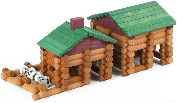 170-Piece Wooden Log Cabin Building Set – Classic Construction Toy for Kids (Ages 3+)