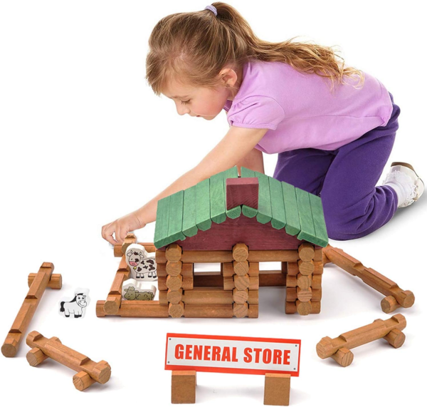 170-Piece Wooden Log Cabin Building Set – Classic Construction Toy for Kids (Ages 3+) - Image 2