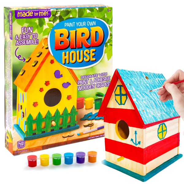 DIY Paint Your Own Birdhouse Kit – Easy-to-Assemble Wooden Craft for Kids (Ages 6+)