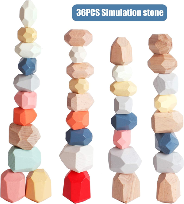 36-Piece Wooden Stacking & Balancing Stones – Montessori Sensory Toy for Toddlers & Kids (Ages 3-6) - Image 7