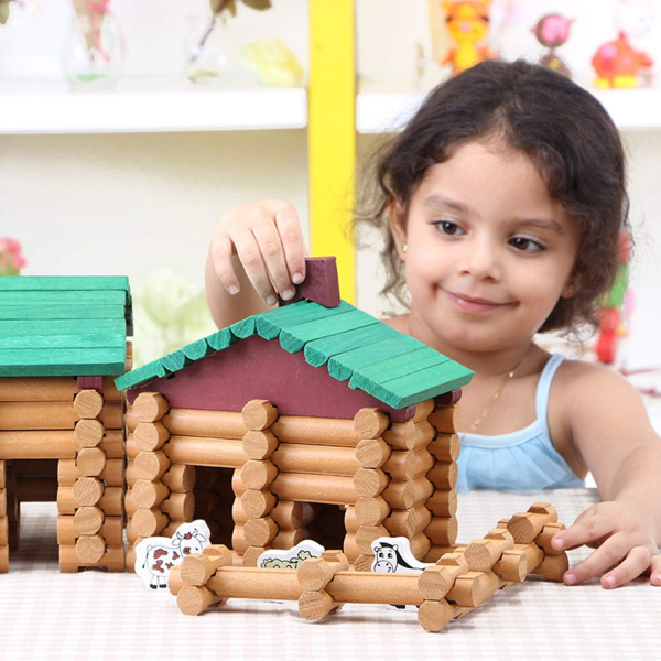 170-Piece Wooden Log Cabin Building Set – Classic Construction Toy for Kids (Ages 3+) - Image 7