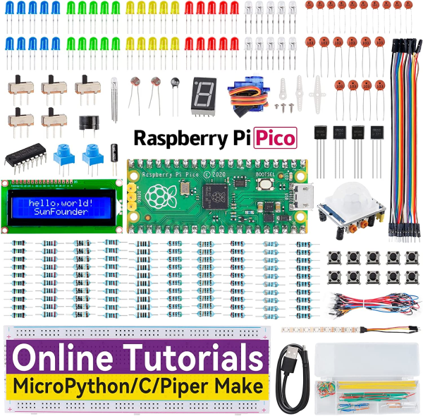 Raspberry Pi Pico Starter Kit – 40 Hands-On Projects, 3 Programming Languages, & 280+ Components for Electronics & Coding