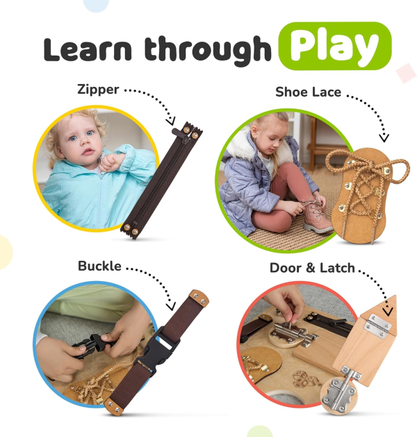 Montessori Busy Board – Wooden Sensory Activity Toy for Toddlers (Ages 1-4) | Travel-Friendly Learning Toy - Image 5