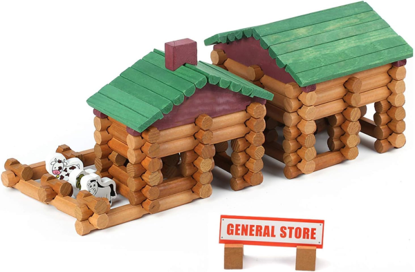 170-Piece Wooden Log Cabin Building Set – Classic Construction Toy for Kids (Ages 3+) - Image 9