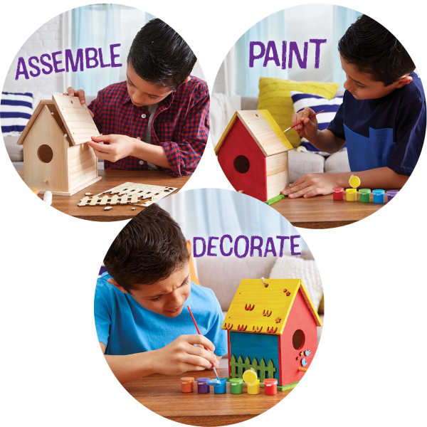 DIY Paint Your Own Birdhouse Kit – Easy-to-Assemble Wooden Craft for Kids (Ages 6+) - Image 3